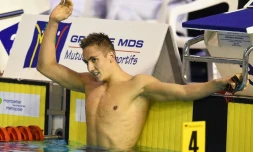 Jordan Pothain déjà vainqueur du 400m nage libres, lors des championnats de France de Montpellier, le 2 avril 2016