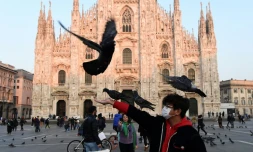 La Place du Duomo à Milan, le 24 février 2020
