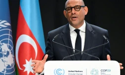 Le chef de l'ONU Climat, Simon Stiell, Ă l'ouverture de la COP29 le 11 novembre 2024 Ă Bakou