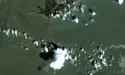 Image satellite remise par Maxar Technologies montrant des traces d'hydrocarbures à la surface du golfe du Mexique, au large de la Louisiane, le 5 septembre 2021