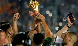 Les Fennecs avec le trophée de la CAN le 10 juillet 2019