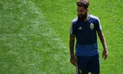 Jimmy Durmaz lors d'une séance d'entraînement avec la Suède à Ekaterinbourg, le 26 juin 2018
