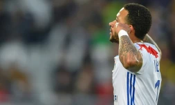 L'attaquant de Lyon Memphis Depay buteur lors de la victoire 3-2 à Bordeaux en 34e journée de L1 le 26 avril 2019