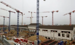 Le chantier de construction du village olympique de Paris-2024, le 15 novembre 2021 Ă Saint-Denis
