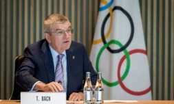 Le président du CIO Thomas Bach participe à une réunion de la commission exécutive au siège du CIO à Lausanne, le 3 octobre 2019 