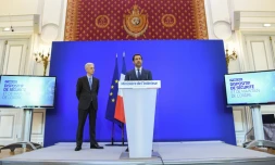 Le ministre de l'Intérieur Christophe Castaner et le préfet de police de Paris Didier Lallement, lors d'une conférence de presse, le 30 avril 2019 à Paris