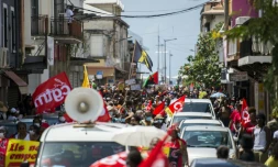 Manifestation contre la menace de prescription dans le dossier de l'insecticide chlordécone, le 27 février 2021 à Fort-de-France, en Martinique