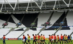 Les joueurs français à l'entraînement, le 22 septembre 2015 au Stade Olympique de Londres