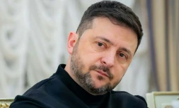 Le président ukrainien Volodymyr Zelensky lors d'une rencontre avec des journalistes, sur une photo prise le 29 janvier et diffusée le 30 janvier 2026 par le service de presse de la présidence ukrainienne