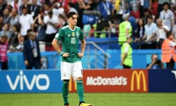 Mesut Özil battu avec l'Allemagne au Mondial en Russie par la Corée du Sud, le 27 juin 2018 à Kazan 