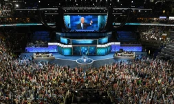 L'ancien président Bill Clinton lors de son discours devant les délégués de la convention démocrate le 26 juillet 2016 à Philadelphie