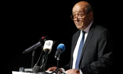 Le ministre des Affaires Etrangères Jean-Yves Le Drian à Abou Dhabi, le 4 septembre 2018
