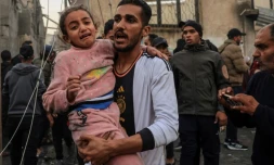 AprÚs un bombardement israélien à Rafah, dans le sud de la bande de Gaza, le 12 décembre 2023