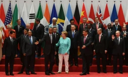 Photo de famille des dirigeants participant au G20le 4 septembre 2016 à Hangzhou