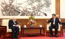 Le président chinois Xi Jinping reçoit l'ancien secrétaire d'Etat américain Henry Kissinger, le 20 juillet 2023 à Pékin