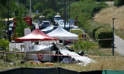 L'épave d'un avion léger Pilatus PC-6 qui s'est écrasé à Tomblaine, près de Nancy, le 28 juin 2026 en Meurthe-et-Moselle
