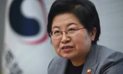 La ministre de la Famille sud-coréenne Chung Hyun-Back, lors d'une interview à Séoul, le 29 novembre 2017