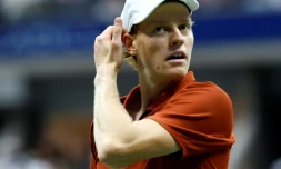 L'Italien Jannik Sinner durant la finale de l'US Open 2025 face à l'Espagnol Carlos Alcaraz le 7 septembre 2025