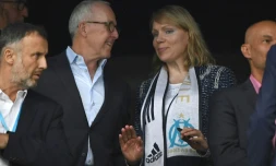 L'homme d'affaires américain Frank McCourt avec Margarita Louis-Dreyfus, alors propriétaire de l'OM, le 18 septembre 2016 à Marseille