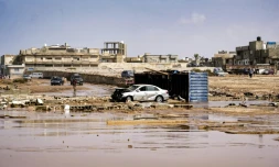 Photo fournie par le bureau du Premier ministre par intérim de Libye, basé à Benghazi, le 11 septembre 2023, d'une zone inondée à Derna, dans l'est du pays