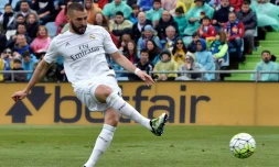 Karim Benzema marque un but, le 16 avril 2016 à Getafe