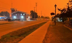 La ville de Fort Smith, au Canada, pendant les incendies de forĂȘt, le 13 aoĂ»t 2023