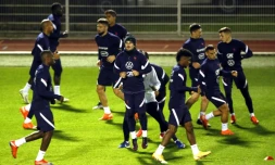 Les joueurs de l'équipe de France à l'entraînement au centre national du football de Clairefontaine, au sud-ouest de Paris, le 10 novembre 2020