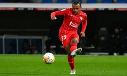Jules Koundé, sous le maillot du Séville FC contre le Real en championnat, le 28 novembre 2021 à Madrid 