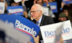 Le sénateur américain Bernie Sanders lors d'un meeting pour les primaires démocrates, le 9 février 2020 à Keene, dans le New Hampshire