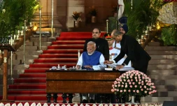 Le Premier ministre indien Narendra Modi lors de sa prestation de serment pour un troisième mandat, le 9 juin 2024 à New Delhi