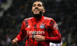 L'attaquant de Lyon Rayan Cherki après le deuxième but de son équipe à Toulouse, le 14 avril 2023 