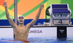 Le Chinois Sun Yang sacré champion olympique sur 200 m nage libre, à Rio le 8 août 2016