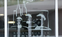 Logo du ch?ur des "Regensburger Domspatzen" ("les Moineaux de la cathédrale de Ratisbonne"), dans le sud de l'Allemagne, le 12 octobre 2016