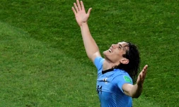 L'attaquant uruguayen Edinson Cavani auteur d'un doublé face au Portugal en 8e de finale du Mondial, le 30 juin 2018 à Sotchi