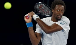 Le Français Gaël Monfils à l'entraînement, le 13 janvier 2017 à Melbourne