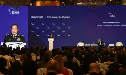 Le ministre chinois de la Défense Wei Fenghe s'adresse au sommet "Shangri-La Dialogue" sur la sécurité en Asie-Pacifique, le 12 juin 2022 à Singapour