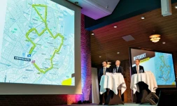 Le tracé de l'étape du Tour de France à Copenhague, reporté de 2021 à 2022, présenté le 4 février 2020 à Vejle (Danemark)