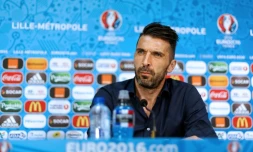Le gardien de l'Italie Gianluigi Buffon en conférence de presse au stade Pierre-Mauroy, le 21 juin 2016