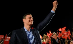 Le Premier ministre espagnol Pedro Sanchez lors de son dernier meeting électoral, à Valence le 26 avril 2019