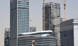 Un chantier de tours en cours de construction le 9 mars 2016 dans le quartier des affaires de Ryad, en Arabie saoudite, dont certaines sont construites par le géant saoudien du BTP Saudi Oger
