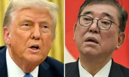 Le président américain Donald Trump (à gauche) à la Maison Blanche, à Washington, le 31 janvier 2025 ; et le Premier ministre japonais Shigeru Ishiba (à droite),à Tokyo, le 21 janvier 2025