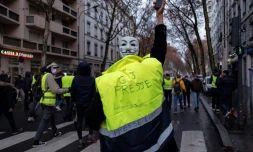 Des Gilets jaunes lors d'une manifestation à Lyon le 22 décembre 2018