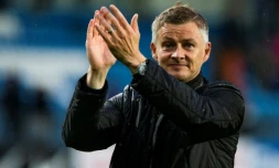 Le Norvégien Ole Gunnar Solskjae, alors entraîneur de Molde FK, lors du match de C1 contre Hibernian, le 16 août 2018 à Molde en Norvège