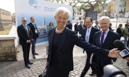 La directrice du Fonds monétaire international (FMI), à son arrivée au sommet des ministres des Finances du G7 à Bari, en Italie, le 12 mai 2017