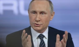 Le président Vladimir Poutine s'exprime lors de sa conférence annuelle à Moscou, le 17 décembre 2015