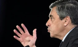 François Fillon lors d'un meeting, le 9 mars 2017 à Besancon 
