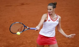 La Tchèque  Karolina Pliskova lors de son match contre l'Egyptienne Mayar Sherif, à Roland-Garros, le 29 septembre 2020