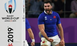 Charles Ollivon, flanker et capitaine du XV de France, en quarts de finale de la Coupe du monde 2019 contre le Pays de Galles, le 20 octobre 2019 Ă l'Oita Stadium Ă Oita au Japon