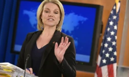La porte-parole du département d'Etat Heather Nauert lors d'une conférence de presse le 30 novembre 2017 à Washington DC