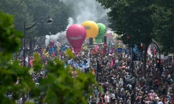 Vue aérienne de la manifestation parisienne le 23 juin 2016